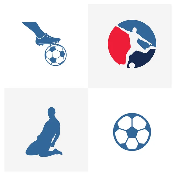 Set Disegno Logo Soccer Vettoriale Illustrazione Creative Football Logo Modello — Vettoriale Stock