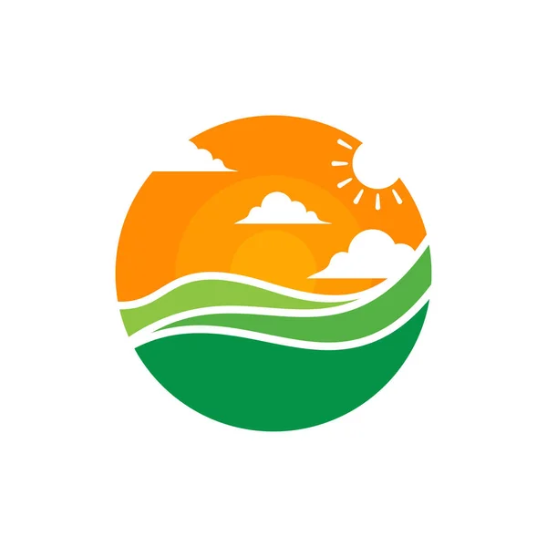Nature Landscape Logo Design Vector Illustration Creative Nature Landscape Logo — Stock Vector