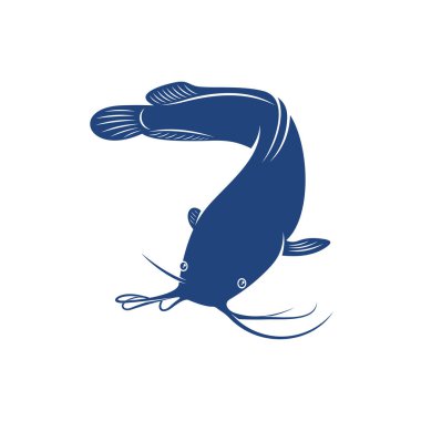 Catfish tasarım vektör illüstrasyonu, Yaratıcı Catfish logo tasarım konsept şablonu, sembol simgeleri