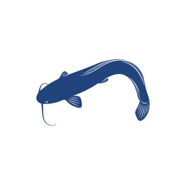 Catfish tasarım vektör illüstrasyonu, Yaratıcı Catfish logo tasarım konsept şablonu, sembol simgeleri