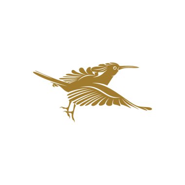 Avrasya Hoopoe kuş vektör çizimi. Avrasya Hoopoe kuş logosu tasarım şablonu. Yaratıcı sembol