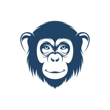 Baş Maymun vektör çizimi. Baş Maymun logo tasarım şablonu. Yaratıcı sembol