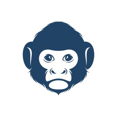 Baş Maymun vektör çizimi. Baş Maymun logo tasarım şablonu. Yaratıcı sembol