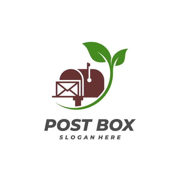Yaprak Logo Vektör Şablonlu Posta Kutusu Yaratıcı Posta Kutusu Logo — Stok Vektör
