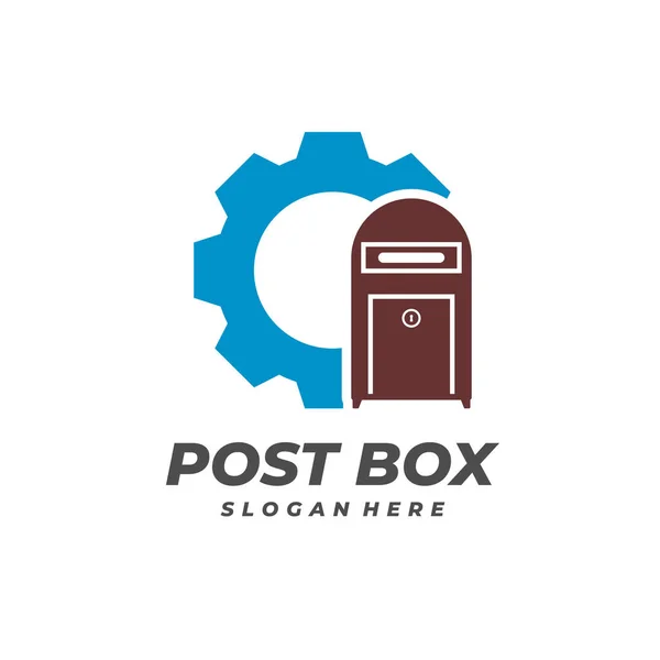 Gear Posta Kutusu Logo Vektör Şablonu Yaratıcı Posta Kutusu Logo — Stok Vektör