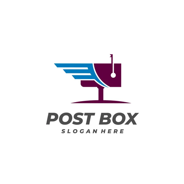 Wing Post Box Logo Vector Template Creatieve Post Box Logo — Stockvector