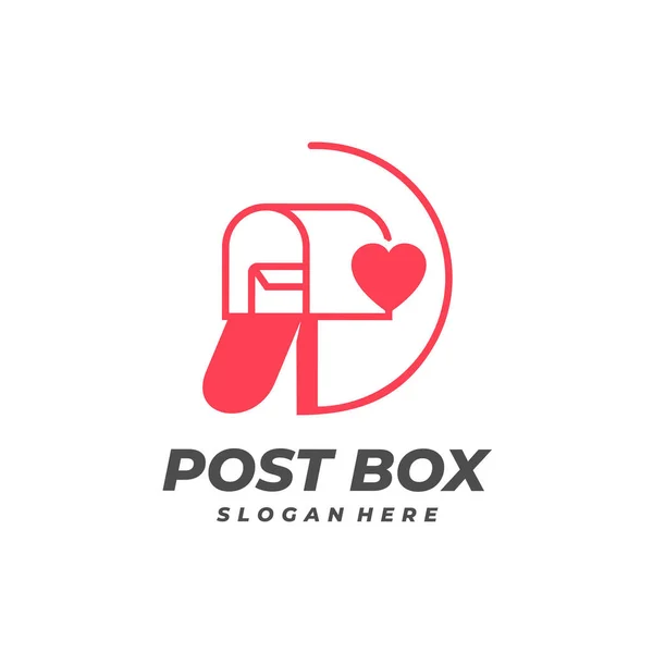 Modelo Vetor Logotipo Caixa Correio Amor Creative Post Box Conceitos —  Vetores de Stock