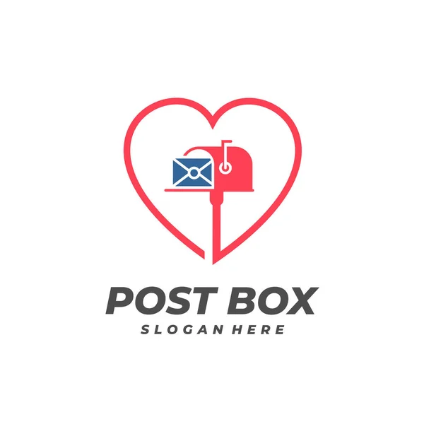 Modelo Vetor Logotipo Caixa Correio Amor Creative Post Box Conceitos —  Vetores de Stock