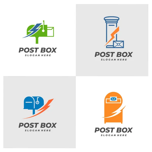 Set Von Fast Post Box Logo Vektor Vorlage Kreative Post — Stockvektor