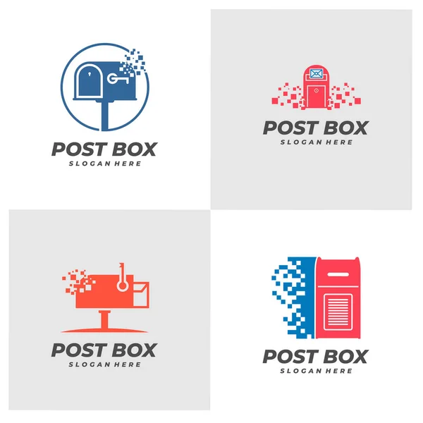 一套Pixel Post Box标识向量模板 创意Post Box标识设计概念 — 图库矢量图片