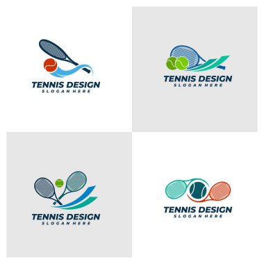 Tenis logo vektör şablonu kümesi, Yaratıcı Tenis logosu tasarım kavramları.