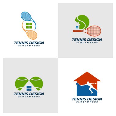 House Tennis logo vektör şablonu, Yaratıcı Tenis logosu tasarım kavramları.