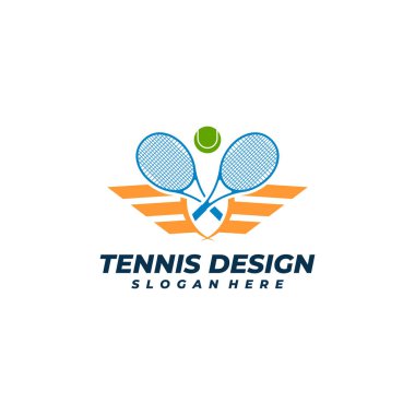 Kanat logo şablonu olan tenis, Yaratıcı Tenis logosu tasarım kavramları.