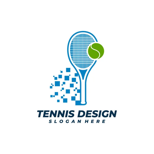 Pixel Tennis Logo Vector Template Creative Tennis Logo Design Concepts — Stock Vector
