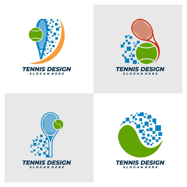 Pikselli Tenis logosu şablonu, Yaratıcı Tenis logosu tasarım kavramları.