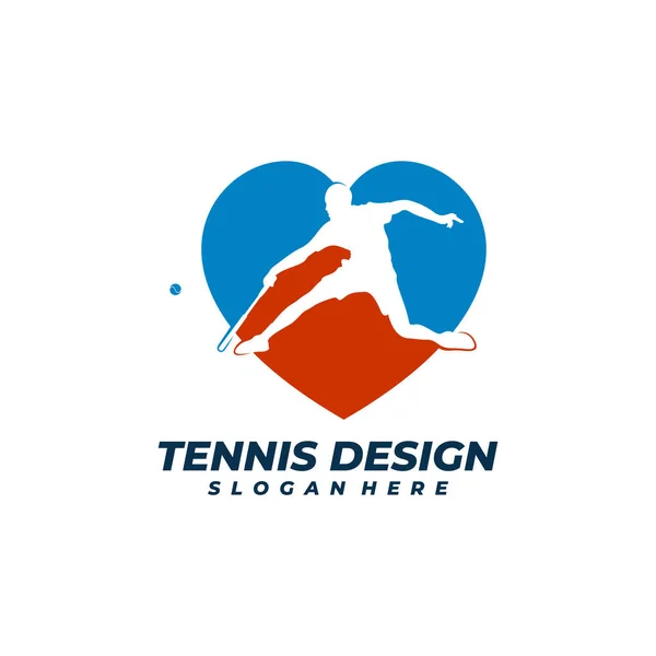 Love Tennis Logo Vektör Şablonu Creative Tennis Logo Tasarım Kavramları — Stok Vektör