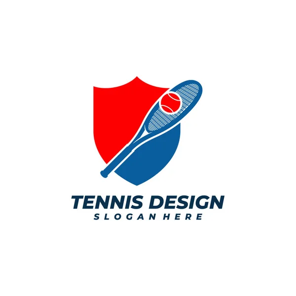 Kalkan Logo Şablonlu Tenis Yaratıcı Tenis Logosu Tasarım Kavramları — Stok Vektör