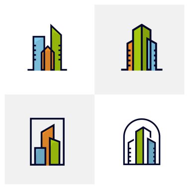 Şehrin logo vektör şablonu, Yaratıcı İnşaat logo tasarım kavramları kümesi