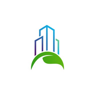 Yaprak Şehri logo vektör şablonu, Yaratıcı İnşaat logo tasarım kavramları