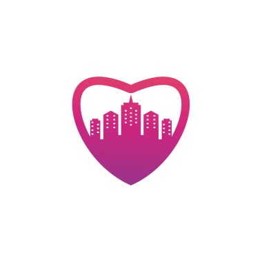 Love City logo vektör şablonu, Creative Building logo tasarım kavramları