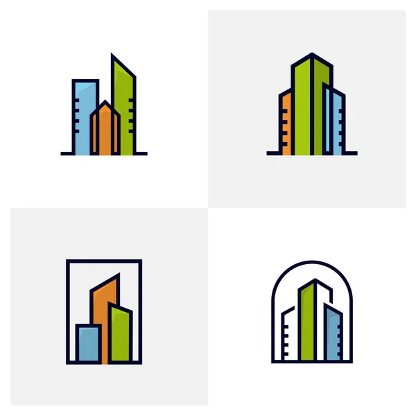 Conjunto Plantillas Vectores Logotipo City Conceptos Diseño Logotipo Creative Building — Vector de stock