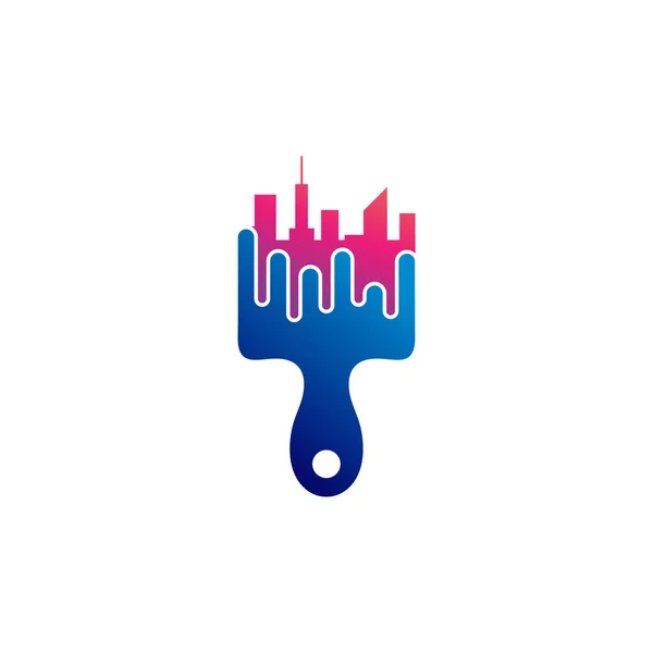 Paint City Logo Vektör Şablonu Creative Building Logo Tasarım Kavramları — Stok Vektör