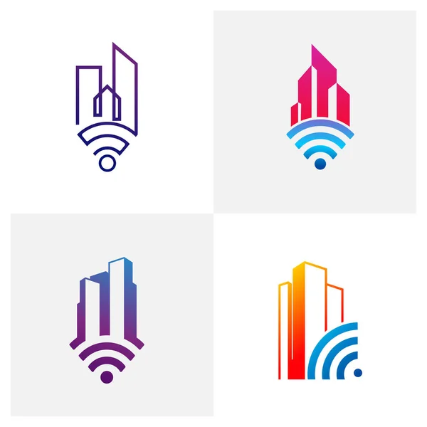 Smart City Logo Vektör Şablonu Creative Building Logo Tasarım Kavramları — Stok Vektör