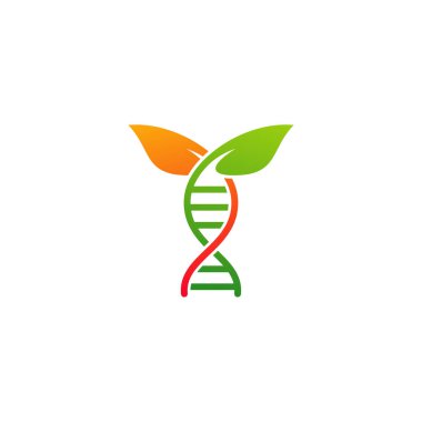 Yaprak DNA logo vektör şablonu, yaratıcı DNA logo tasarımı kavramları