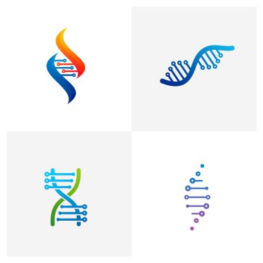 DNA logo şablonu seti, yaratıcı DNA logo tasarımı kavramları
