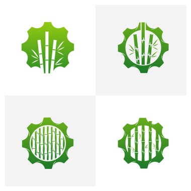 Gear Bambu logo şablonu seti, Yaratıcı Bambu logo tasarımı kavramları