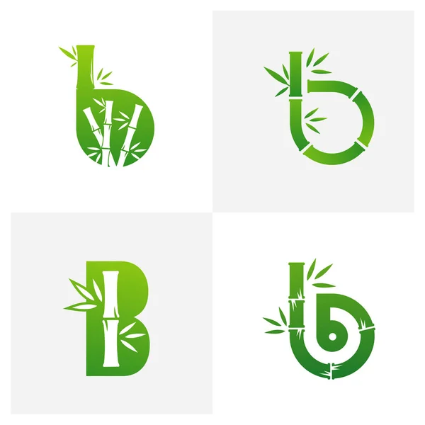 Conjunto Inicial Con Plantilla Vector Logotipo Bambú Conceptos Creativos Diseño — Archivo Imágenes Vectoriales