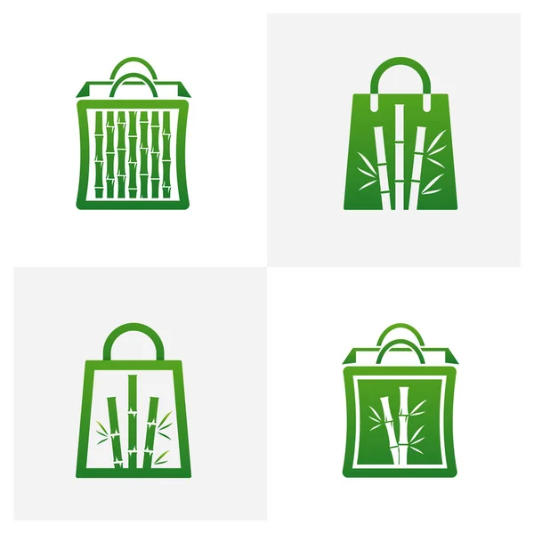 Shop Bambu Logo Şablonu Seti Yaratıcı Bambu Logo Tasarımı Kavramları — Stok Vektör