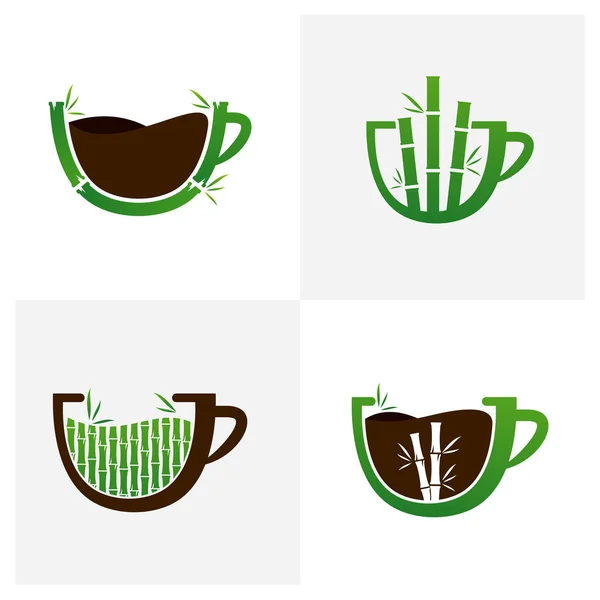 Набір Логотипів Бамбукових Напоїв Векторний Шаблон Концепції Дизайну Логотипу Creative — стоковий вектор