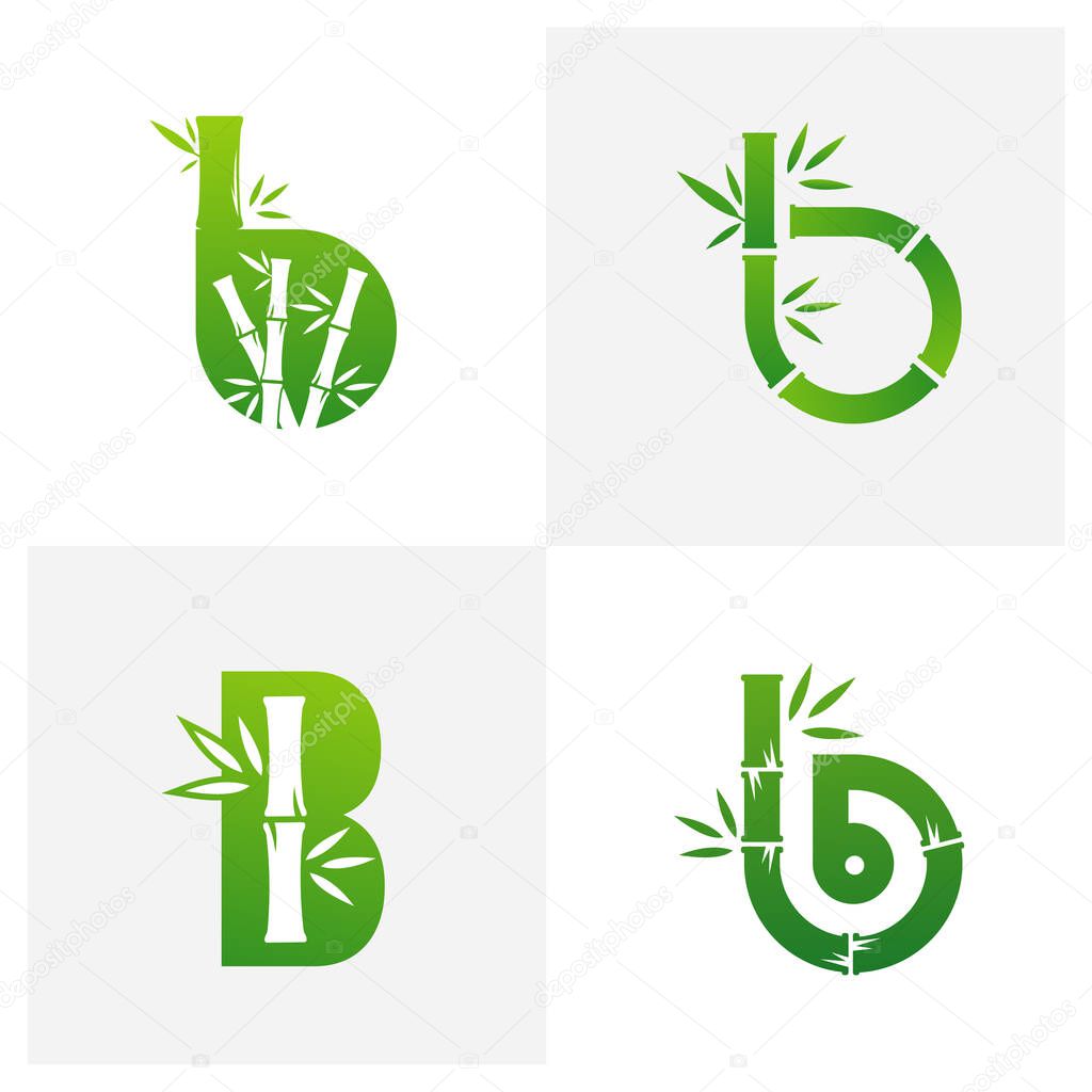 Set of Initial B with Bamboo logo vector template, Creative Bamboo logo design concepts