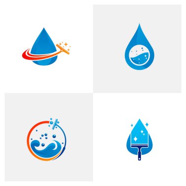 Su Damlası Temiz logo şablonu, Yaratıcı Temiz logo tasarımı kavramları