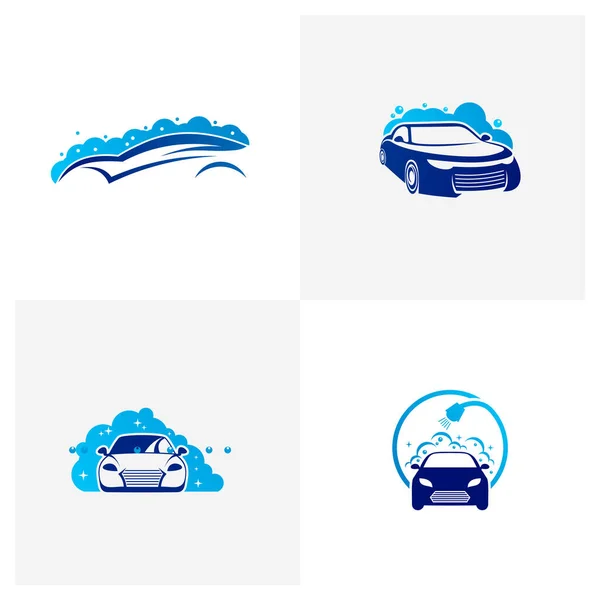 Araba Yıkama Logosu Şablonu Yaratıcı Araba Logosu Tasarım Konseptleri — Stok Vektör