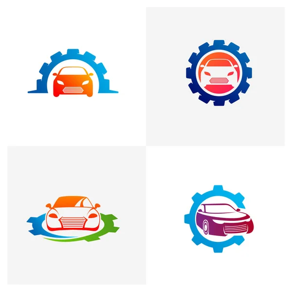 Set Von Getriebe Auto Logo Vektorvorlage Kreative Auto Logo Design — Stockvektor