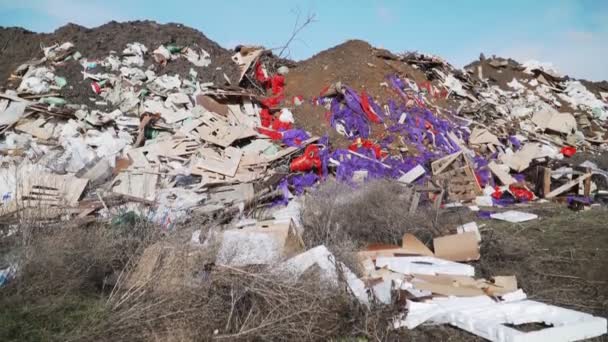 Vertido Residuos Construcción Los Problemas Contaminación Ambiental Plan General Panorama — Vídeos de Stock