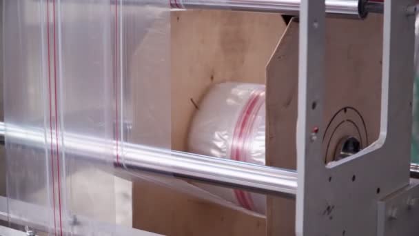 Manufacturing and Automated Technology Concept. Production of Plastic Bags — Stock Video