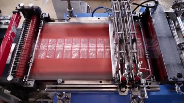 Produktion og automatiseret teknologi koncept. Produktion af plastposer – Stock-video