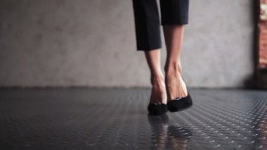 Unrecognizable Sexy Business Woman Legs Walking Successful Lady Walks Gracefully