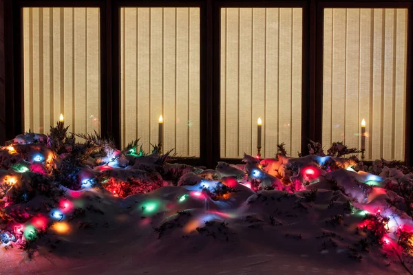 Soyut Dokuma Gece Arkaplanını Kapat Noel Tatili Işıkları Mum Işığı — Stok fotoğraf