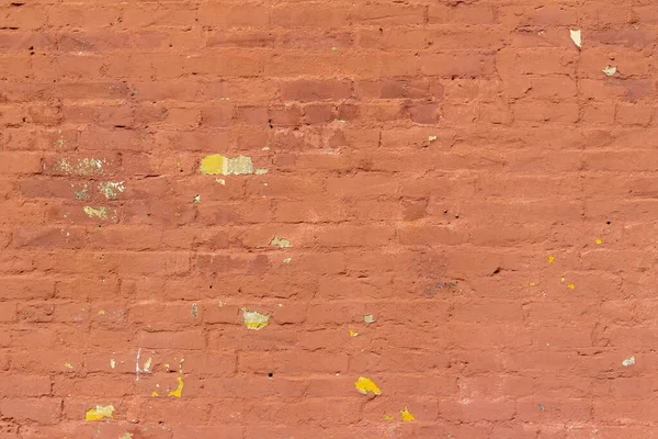 アンティーク錆赤塗装レンガの壁を悪化させるグランジーのフルフレームテクスチャの背景 — ストック写真