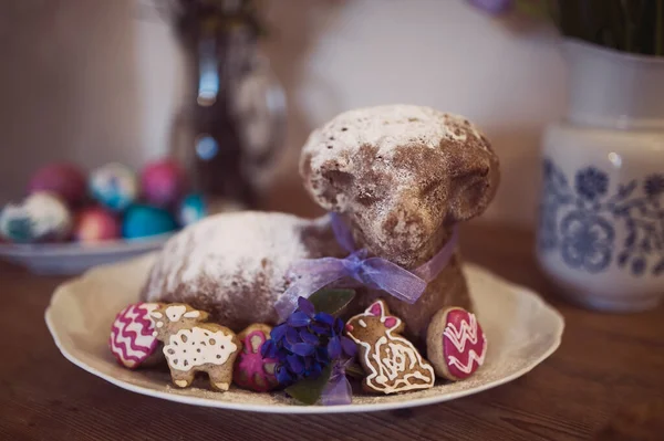 Easter Lamb Sponge Cake and easter gingerbread - traditional food