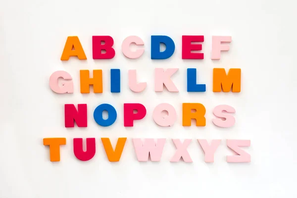 Alphabet Lettres Multicolores Sur Fond Blanc — Photo