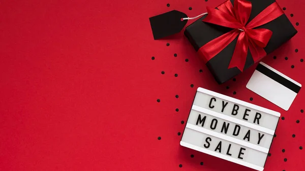 Banner Concept Cyber Monday Celebration Lettering White Board Text Cyber — Stock Photo, Image