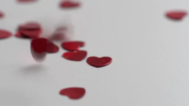 Concept Fond Vidéo Pour Saint Valentin Beaucoup Rouge Brillant Confettis — Video