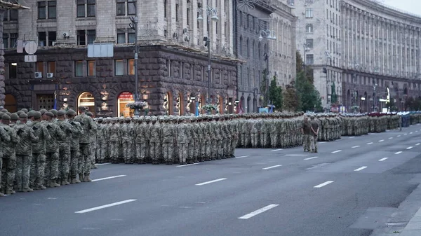 Generalprobe Der Militärparade Truppenaufstellung Anlässlich Der Unabhängigkeitserklärung Der Ukraine Zentrum — Stockfoto