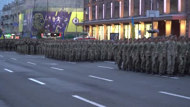 Ensaio Movimento Lento Desfile Militar Formação Tropas Por Ocasião Declaração — Vídeo de Stock
