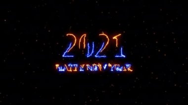 2021 Mutlu Yıllar Parlak Yeni Yıl Animasyon Sayıları Parlayan Mutlu 2021 Yeni Yıl Turuncu ve Mavi 4K Canlandırma.